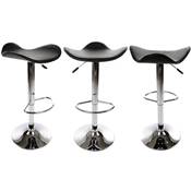 Tabouret de bar réglable design 'Torro' pivotant noir pied central et repose pieds en métal chromé