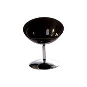 Fauteuil design boule 'Rondo' pivotant noir pied central en métal chromé