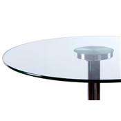 Table basse design ronde 'Pub' en verre transparent pied central en métal chromé - Ø 70 cm