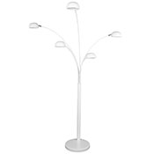 Lampadaire 5 branches 'Arcka' abats-jours et structure en métal blanc socle en marbre