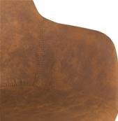Chaise design à accoudoirs 'MAJESTY' en microfibre marron et 4 pieds en bois naturel