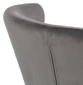Fauteuil lounge design à accoudoirs 'BLACK COBBE' en velours gris pieds en bois noir