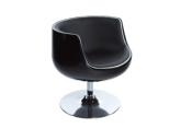 Fauteuil boule design rond 'Coque' pivotant noir pied central en métal chromé