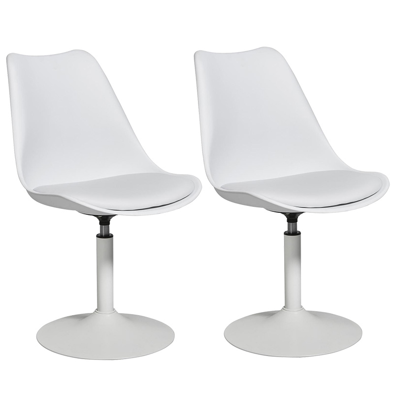Chaise design pivotante 'Tulipe Kolor' blanche pied central - Set de 2