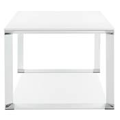 Grand bureau direction droit 'BUSINESS XL' bois blanc pieds métal blanc et chromé – 200 x 100 cm