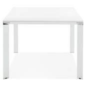 Grand bureau de direction droit 'AFER XL' bois blanc 4 pieds métal blanc et chromé – 200 x 100 cm