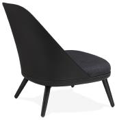 	Fauteuil lounge design de style scandinave 'LUKE' assise en tissu gris anthracite, structure noire et pieds en bois noir