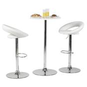 Tabouret de bar réglable design 'Kendo' pivotant blanc pied et repose pieds métal chromé dossier bas