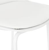 Tabouret de bar 'Tekno' blanc avec 4 pieds en métal blanc et dossier haut