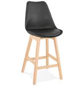 Tabouret de snack mi-hauteur design scandinave 'Chairman Mini' noir 4 pieds en bois et dossier haut