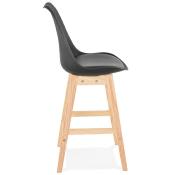 Tabouret de snack mi-hauteur design scandinave 'Chairman Mini' noir 4 pieds en bois et dossier haut