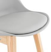 Tabouret de snack mi-hauteur design scandinave 'Chairman Mini' gris 4 pieds en bois et dossier haut