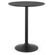 Table de bar haute design ronde 'Standup' mange debout en bois noir avec pied central en métal noir