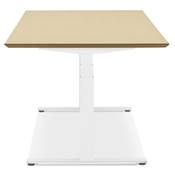 Bureau design assis-debout électrique 'TECH' en bois naturel pieds en métal blanc - 180 x 90 cm