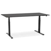 Bureau design assis-debout électrique 'SMALL SEMPLICE' noir en bois pieds métal noir - 140 x 70 cm