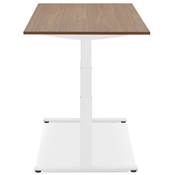 Bureau design assis-debout électrique 'SEMPLICE' en noyer pieds en métal blanc - 160 x 80 cm