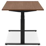 Bureau design assis-debout électrique 'SMALL SEMPLICE' noyer pieds en métal noir - 140 x 70 cm