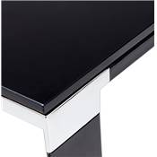 Petit Bureau de direction 'SMALL GLASSTOP' en verre noir pieds métal noir et chromé – 140 x 70 cm