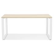 Bureau droit design 'MEET SMALL' plateau en bois naturel avec pieds en métal blanc - 160 x 80 cm