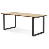 Bureau droit design 'SMART' plateau en bois naturel avec pieds en métal noir - 180 x 90 cm