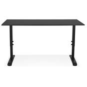 Bureau droit réglable en hauteur design 'MODULARE' noir en bois pieds en métal noir - 160 x 80 cm
