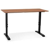 Bureau droit réglable en hauteur design 'MODULARE MINI' en bois pieds en métal noir - 140 x 70 cm