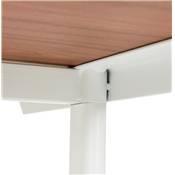 Bureau droit / table de travail design 'DISEGNO' plateau noyer pieds en métal blanc - 160 x 80 cm