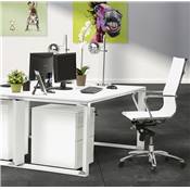 Caisson de bureau / table de chevet design à roulettes 'PRATIK' en métal blanc