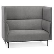 Canapé acoustique 2 places design dossier haut 'INTIME' en tissu gris foncé 4 pieds en métal noir