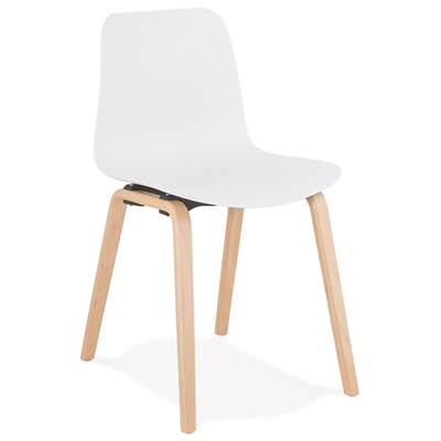 Chaise scandinave design 'Parkwood' blanche avec 4 pieds en bois naturel