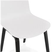 Chaise design 'Parkwood Black Edition' blanche avec 4 pieds en bois noir