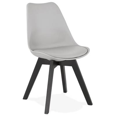 Chaise design 'Blackstad' grise avec 4 pieds en bois noir