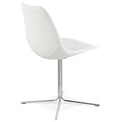 Chaise design 'Laeder' blanche avec pied croisé en métal chromé