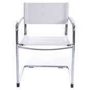 Chaise design à accoudoirs pour bureau ou salle de réunion 'STANDARD' blanche pieds en métal chromé