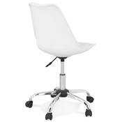 Chaise de bureau à roulettes design 'TULIP' blanche pieds en métal chromé