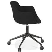 Chaise design de bureau à roulette 'SOFT' en tissu noir avec 5 pieds en métal noir