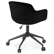 Chaise design de bureau à roulette 'SOFT' en velours noir avec 5 pieds en métal noir