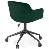 Chaise design de bureau à roulette 'SOFT' en velours vert avec 5 pieds en métal noir