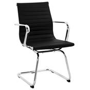 Chaise de bureau design 'SLAT' noire avec pieds en métal chromé