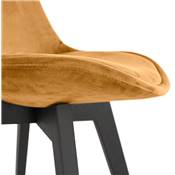 Chaise 'BLACK MILANO' en velours moutarde et 4 pieds en bois noir