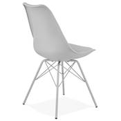 Chaise design style industriel 'GORD' grise avec 4 pieds en métal gris