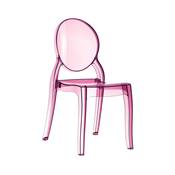 Chaise design médaillon empilable 'Chrystal' transparente rose avec 4 pieds