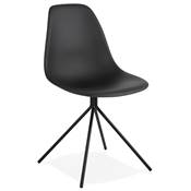 Chaise design style industriel 'PERRY' noire avec 4 pieds en métal noir