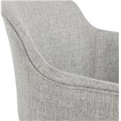 Chaise design lounge à accoudoirs 'NICE' en tissu gris clair avec 4 pieds en métal noir