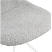 Chaise design style industriel 'PERRY' en tissu gris clair avec 4 pieds en métal blanc