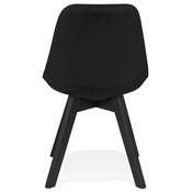 Chaise design 'BLACK MILANO' en tissu tissu noir avec 4 pieds en bois noir