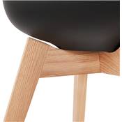 Chaise style scandinave design à accoudoirs 'PRINS' noire avec 4 pieds en bois naturel