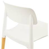 Chaise design de style scandinave 'MIDDAG' blanche avec 4 pieds en bois naturel