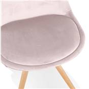 Chaise scandinave style vintage 'FIRENZA' en velours rose et pieds en bois naturel