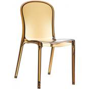 Chaise design empilable 'Glam' transparente ambre avec 4 pieds